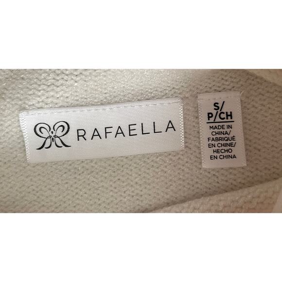 Rafaella ribbed mock neck tunic sweater pullover Cream & Brown women's sz S/P/CH - Picture 3 of 6